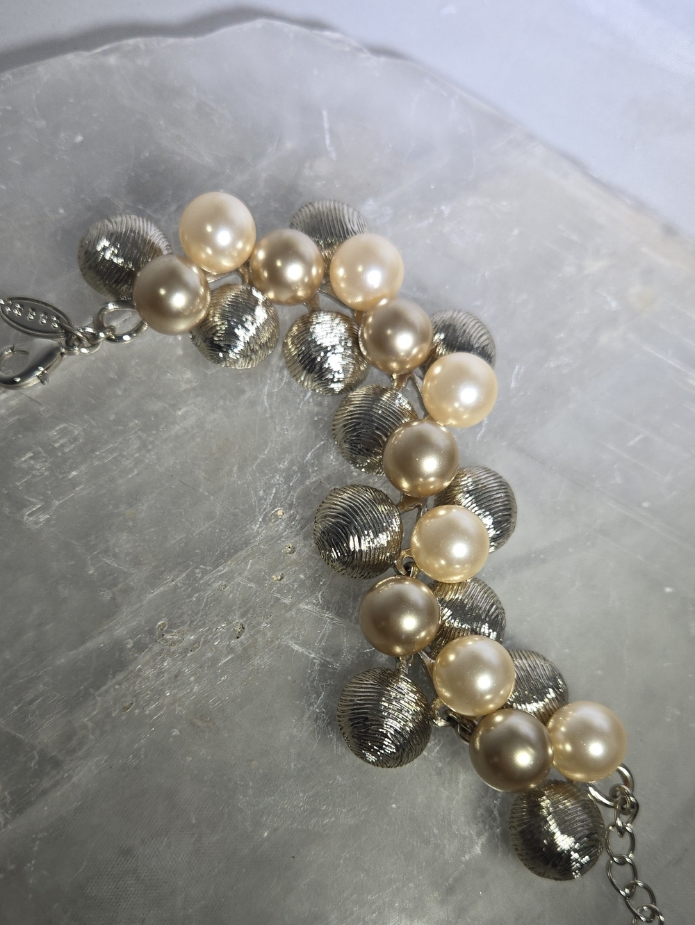 Coast London Chunky Faux Pearl Cluster Toggle Bracelet - Picture 8 of 11